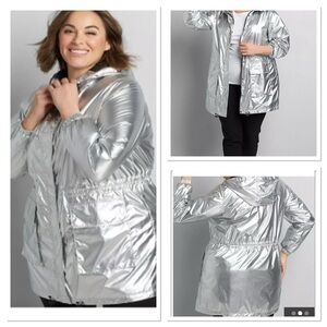 Lane Bryant Silver Metallic All Season Jacket